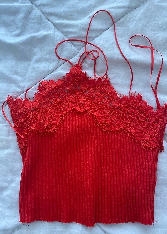 zara kırmızı crop bluz - Görsel 2