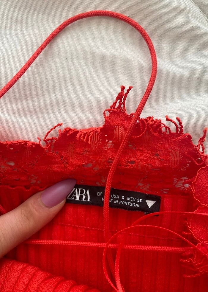 zara kırmızı crop bluz - Görsel 3