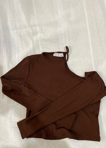 Bershka Kadın Kahverengi Uzun Kollu Basic Kazak