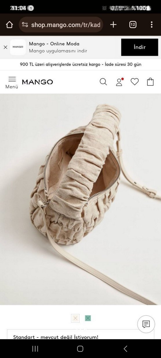 Büzgülü keten çanta Koton kumaş. Keten karışımlı kumaş. - Görsel 3