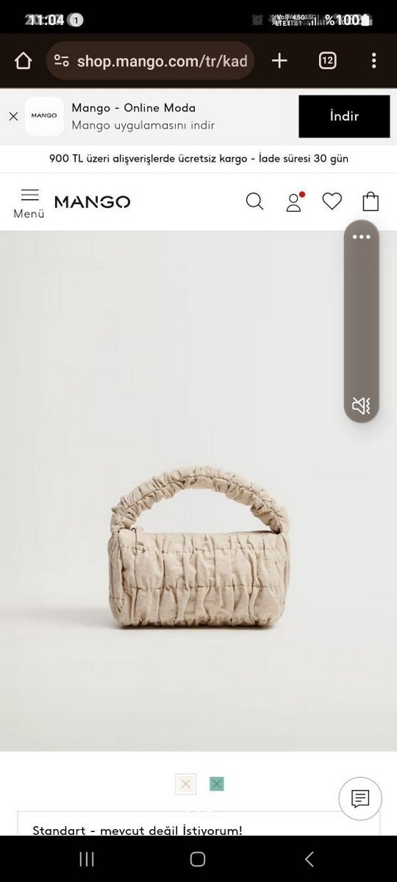 Büzgülü keten çanta Koton kumaş. Keten karışımlı kumaş. - Görsel 2