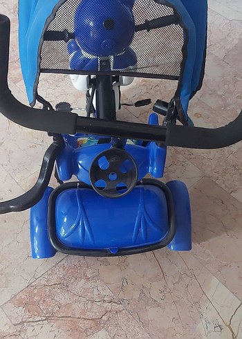 Mavi Çocuk Üç Tekerlekli Bisiklet Şapkalı - Görsel 3