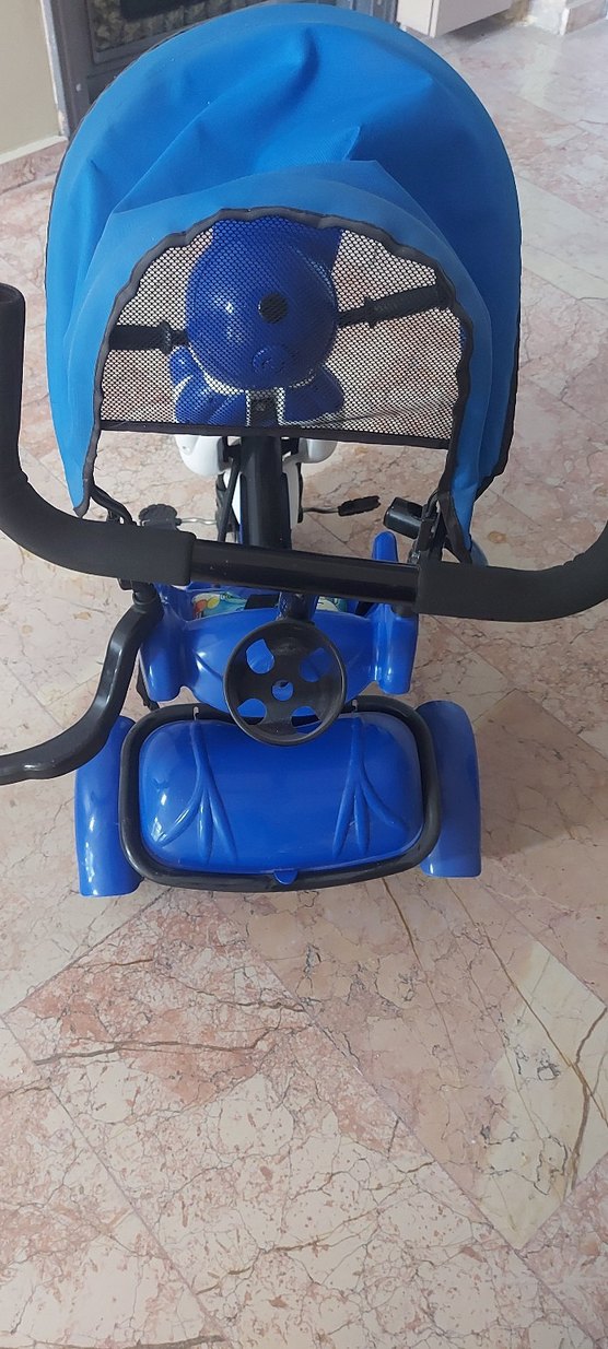 Mavi Çocuk Üç Tekerlekli Bisiklet Şapkalı - Görsel 3