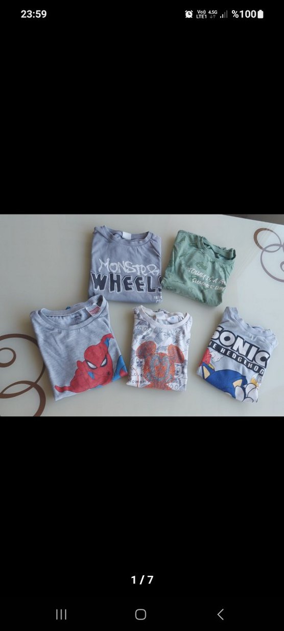 Gri Baskılı Erkek Çocuk Kısa Kollu Tişört 5 adet karsk - Görsel 2