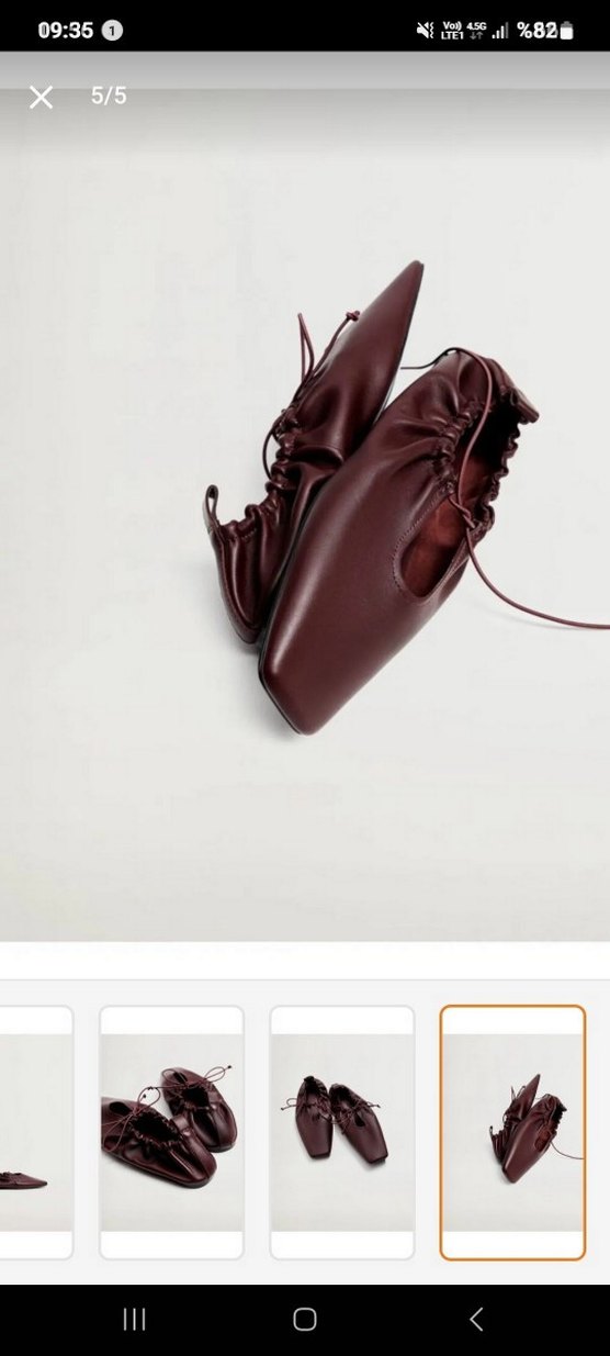 Bordo Deri Kadın Babet - Görsel 5