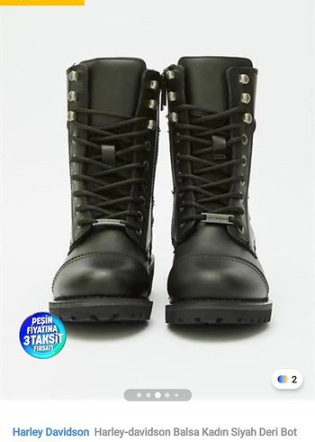 Harley Davidson Siyah Deri Kadın Biker Bot - Görsel 2