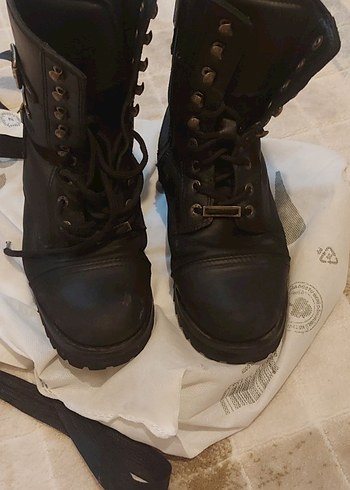 Harley Davidson Siyah Deri Kadın Biker Bot - Görsel 4