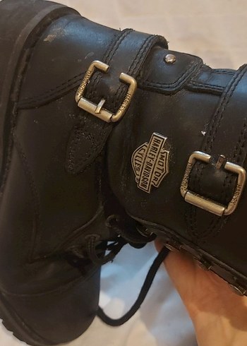 Harley Davidson Siyah Deri Kadın Biker Bot - Görsel 8