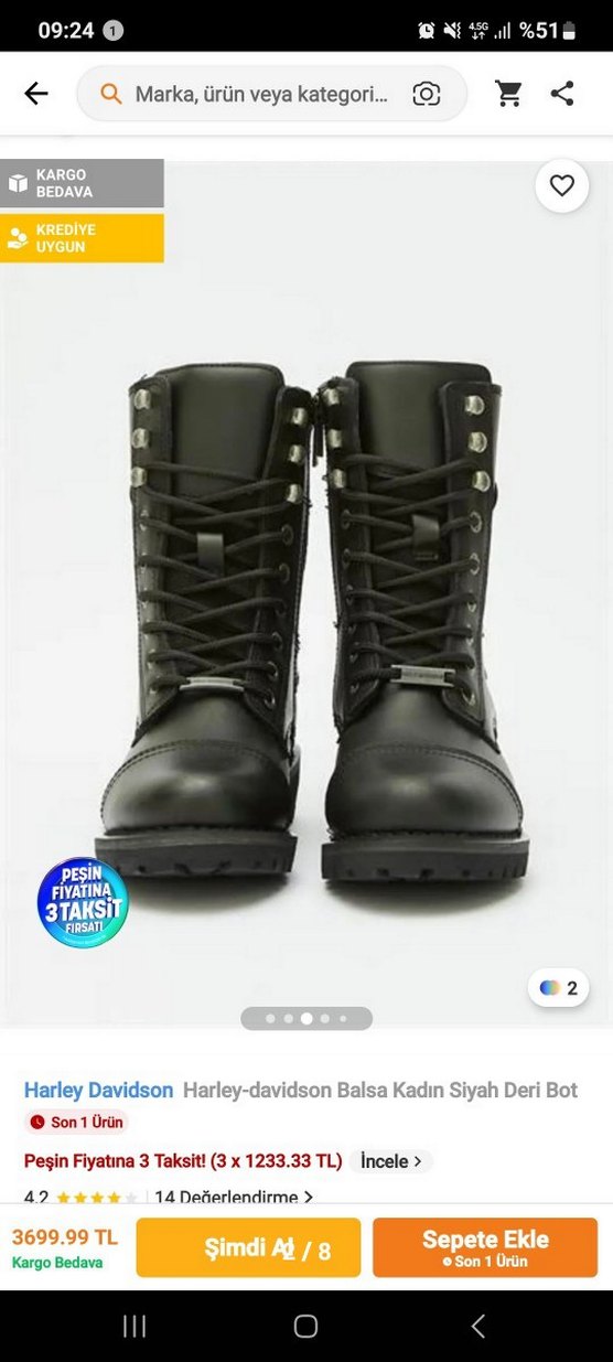 Harley Davidson Siyah Deri Kadın Biker Bot - Görsel 2