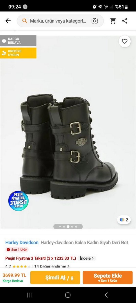 Harley Davidson Siyah Deri Kadın Biker Bot - Görsel 3