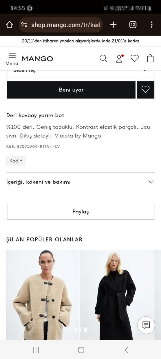 mango deri kovboy bot - Görsel 5