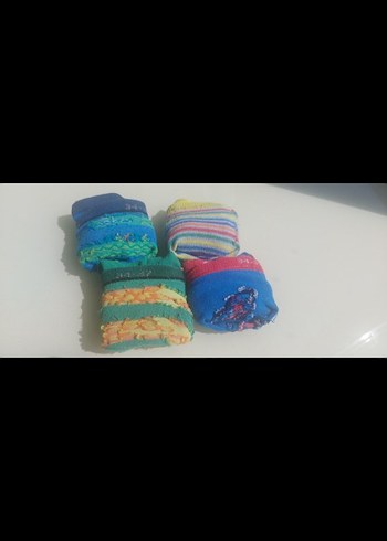 Çocuk Çok Renkli Desensiz Çorap Seti - Görsel 4