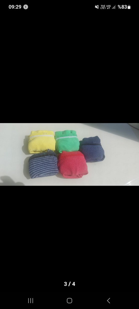 Çocuk Çok Renkli Desensiz Çorap Seti - Görsel 3