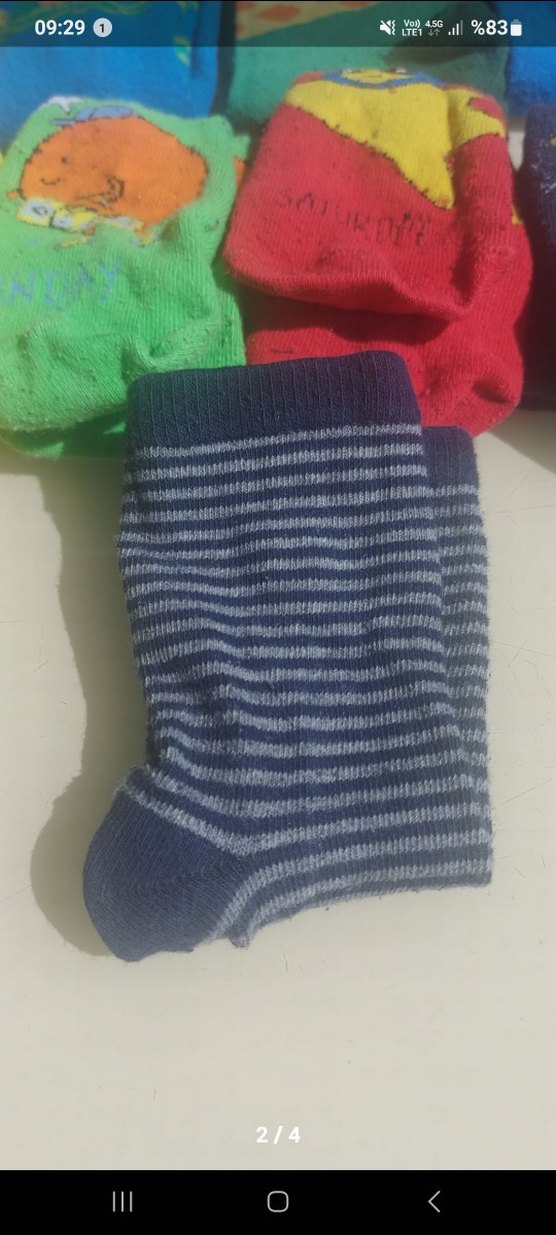 Çocuk Çok Renkli Desensiz Çorap Seti - Görsel 2