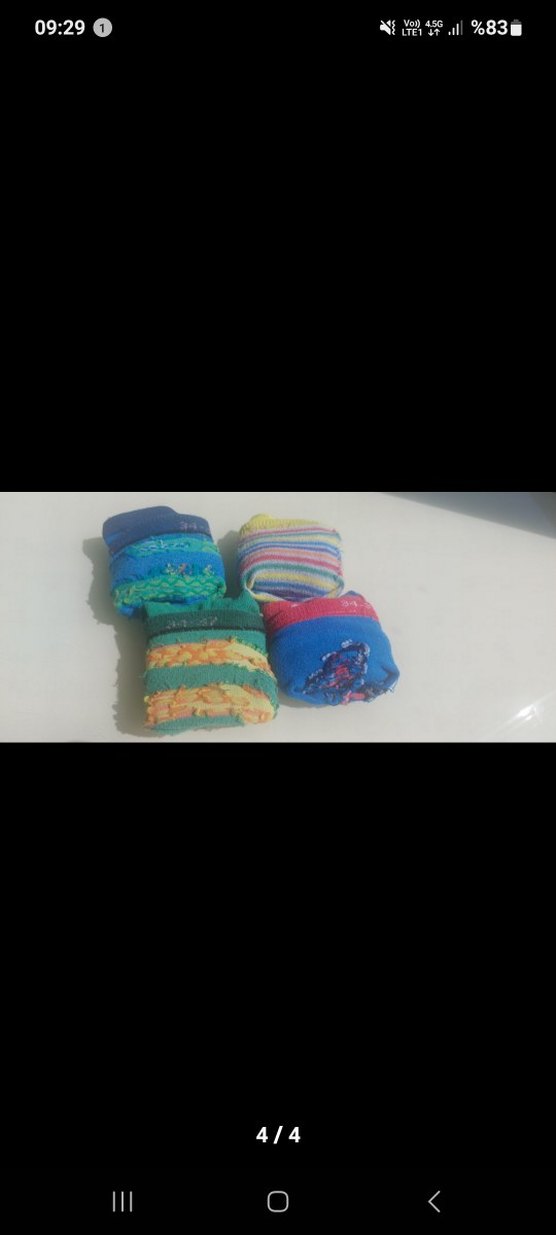 Çocuk Çok Renkli Desensiz Çorap Seti - Görsel 4