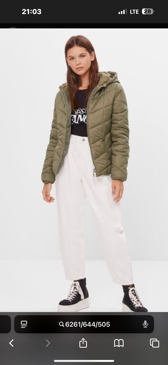 BERSHKA Haki Kapüşonlu Kadın Mont - Görsel 3