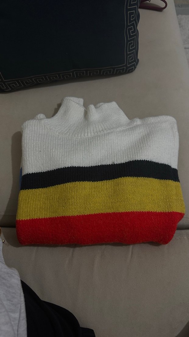 Yarım Balıkçı Çizgili Renkli Kazak - Görsel 3