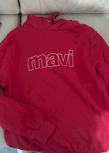 Mavi Kırmızı Kapüşonlu Sweatshirt - Görsel 5