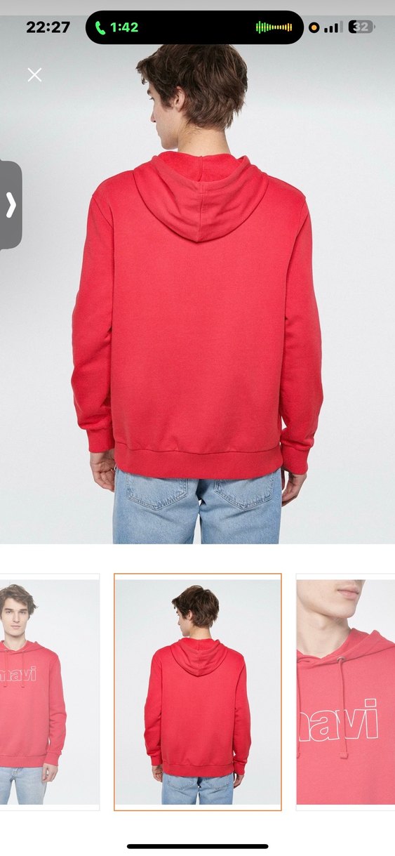 Mavi Kırmızı Kapüşonlu Sweatshirt - Görsel 2