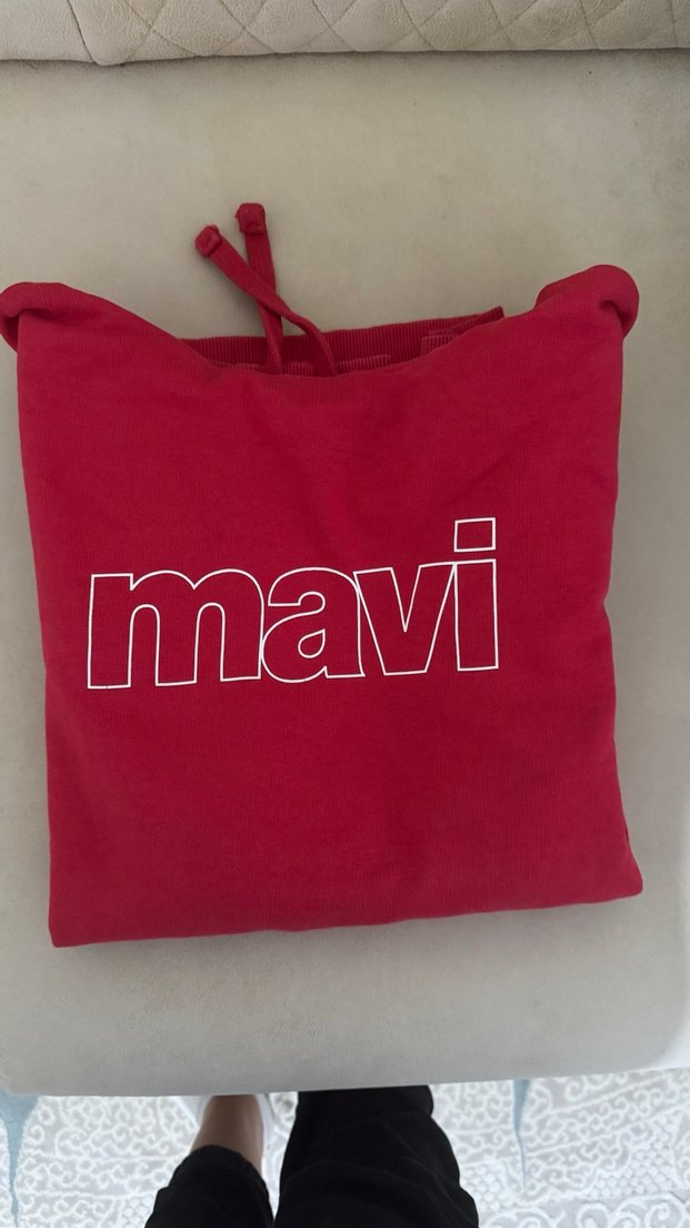 Mavi Kırmızı Kapüşonlu Sweatshirt - Görsel 3