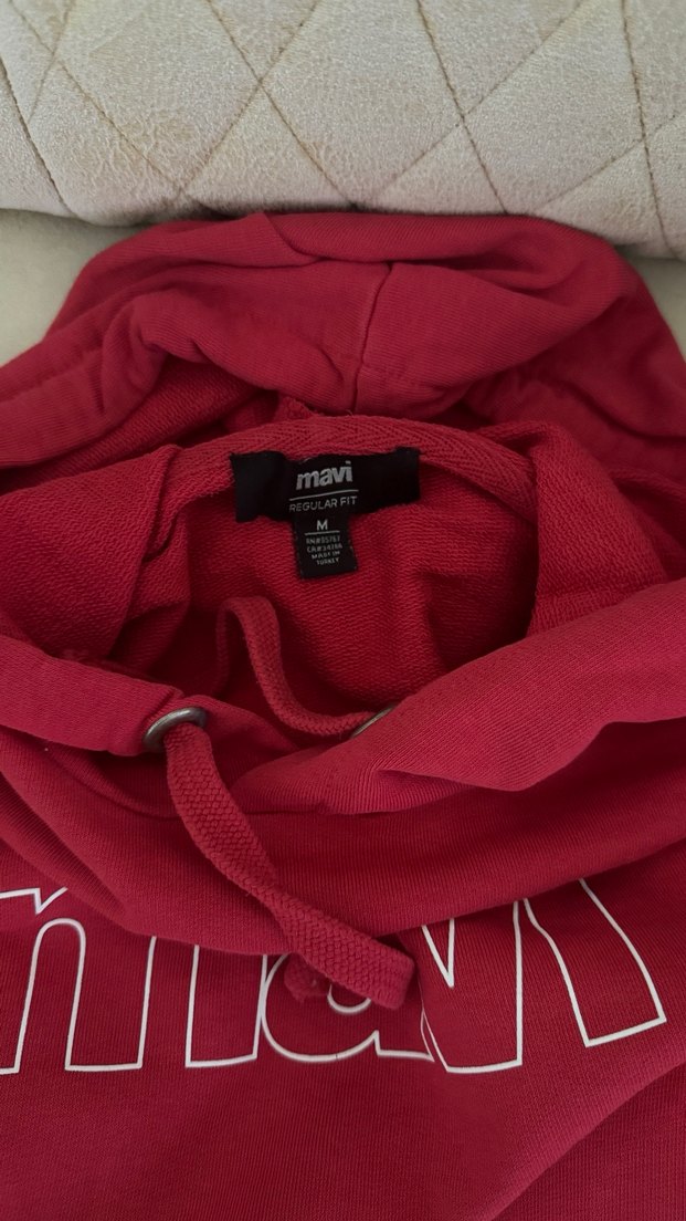 Mavi Kırmızı Kapüşonlu Sweatshirt - Görsel 4
