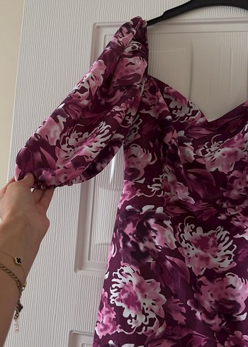 34 Beden pembe Renk Pembe V Yaka Mini Fitted Elbise