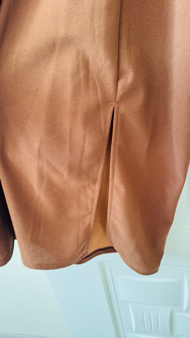 Kahverengi Drapeli Uzun Kadın Elbise - Görsel 5