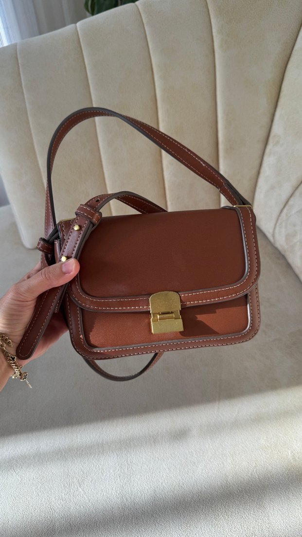 Klasik Şıklıkta Kahverengi Deri Kadın Çanta - Görsel 2