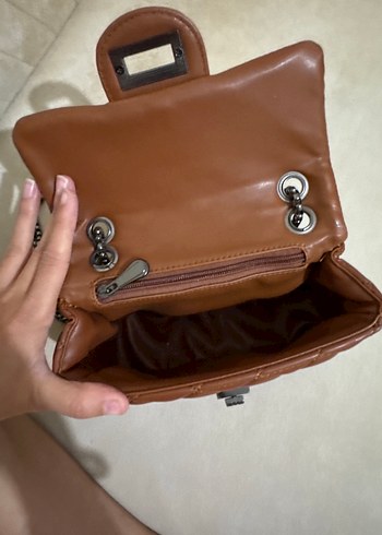 Kahverengi Deri Kapitone Kadın Çanta - Görsel 4