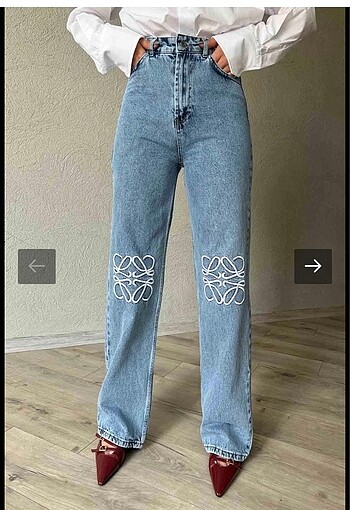 Nakışlı kot pantolon