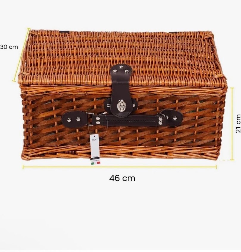 Yeşil Renkli Hasır Piknik Sepeti italyan piknik seti - Görsel 5