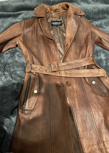 RjKürk Detaylı Kahverengi Deri Uzun Kadın Ceketi derimod rhoda - Görsel 8