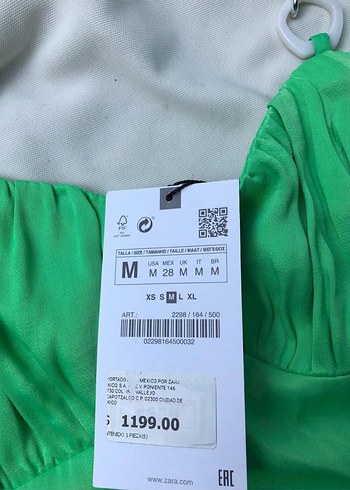 m Beden Zara Yeşil Düğmeli V Yaka Uzun Elbise