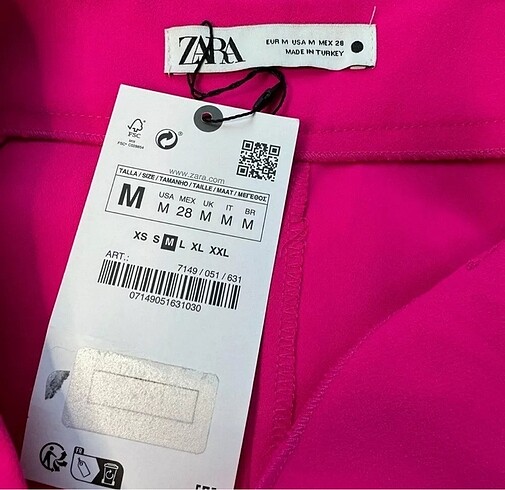 m Beden pembe Renk ZARA PANTOLON