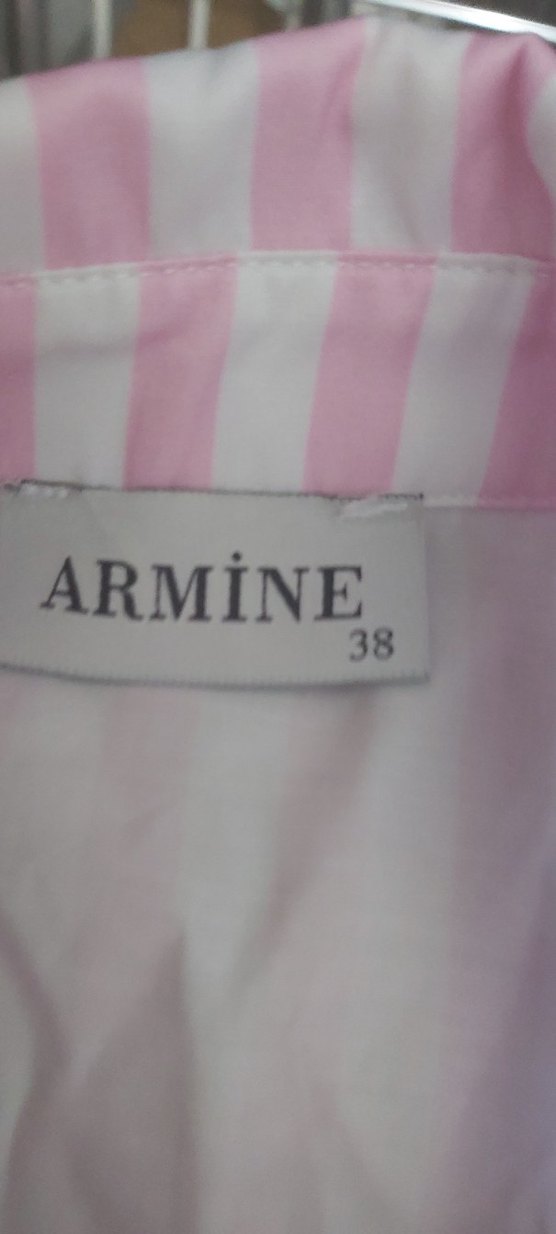 Pembe Çizgili Pamuklu Kadın Gömlek 38 beden - Görsel 5