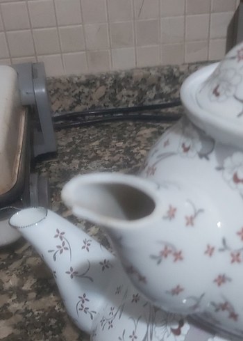 Gri Detaylı Beyaz Çaydanlık - Görsel 7