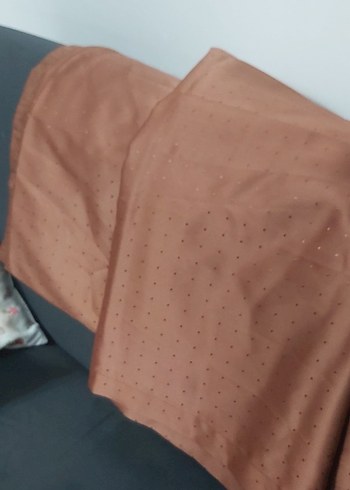 kahverengi 2 adet fon perde duz - Görsel 5