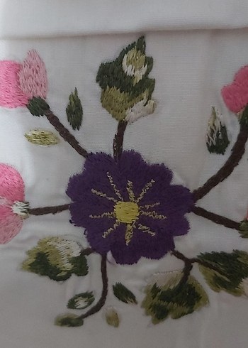 Nakışlı Mor Çiçek Desenli Mutfak Havlusu - Görsel 6