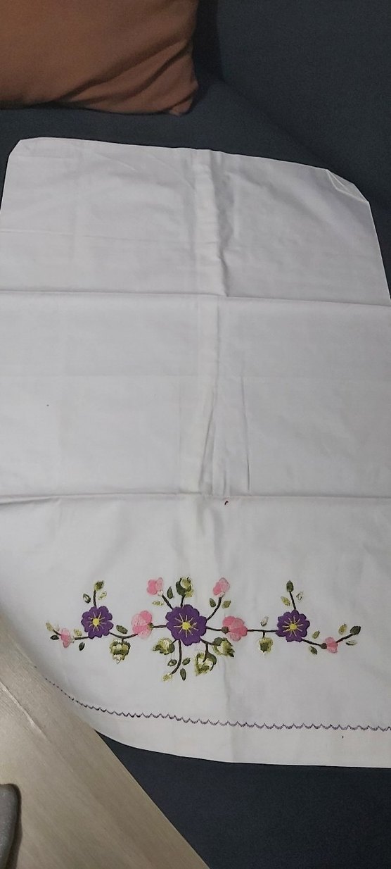 Nakışlı Mor Çiçek Desenli Mutfak Havlusu - Görsel 4