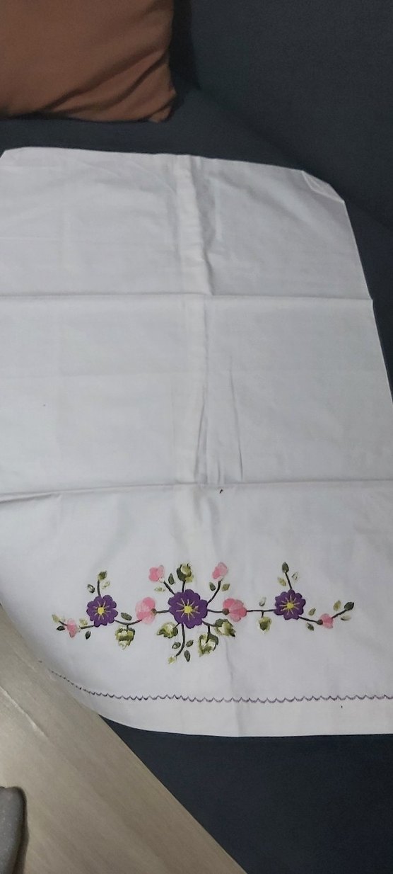 Nakışlı Mor Çiçek Desenli Mutfak Havlusu - Görsel 5