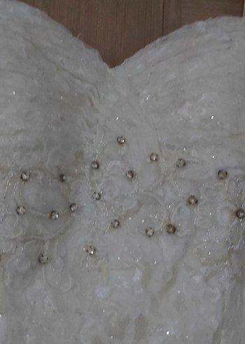 Uzun Kollu Straplez Beyaz A-Line Gelinlik - Görsel 8