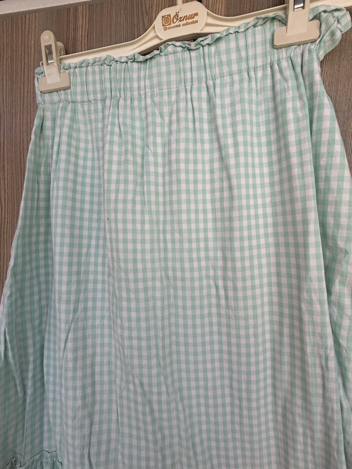 Yeşil Pötikareli Fırfırlı etek - Görsel 2