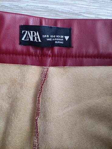 s Beden bordo Renk ZARA DERİ PANTOLON