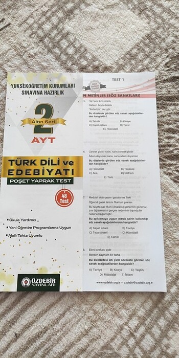 Türk Dili ve Edebiyatı yaprak test 