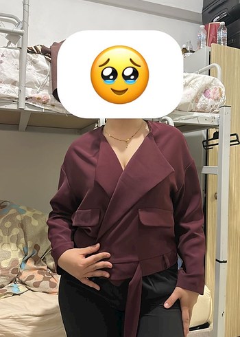 Zara Bordo V Yaka Kruvaze Ceket