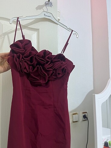 l Beden bordo Renk Abiye elbise