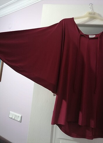 42 Beden Bordo Bluz Yarasa Şık