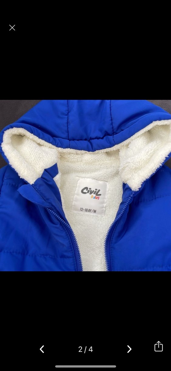 Mavi Kapüşonlu Erkek Çocuk Mont - Görsel 2