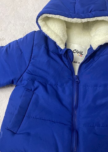 Kapüşonlu Erkek Çocuk Mavi Mont - Görsel 2