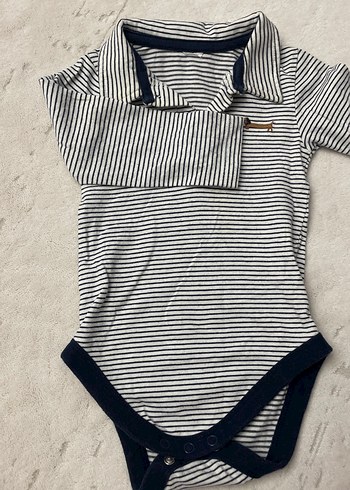 Çizgili, Uzun Kollu, Yaka Detaylı Bebek Body - Görsel 2